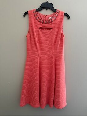Studio One NY Coral Embellished Neckline Fit & Flare Dress Size 10